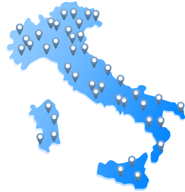 Cartina dell'Italia con le demolizioni per la rottamazione auto